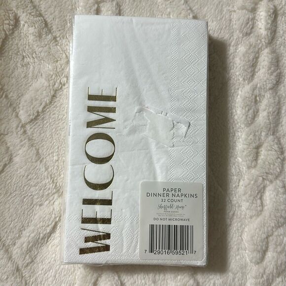 Sheffield Home WELCOME White Gold Guest Paper Towel Napkins 32 Count - Picture 2 of 5